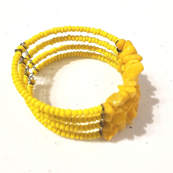 3for$20 Yellow seed bead and stone bracelet - Picture 3 of 4